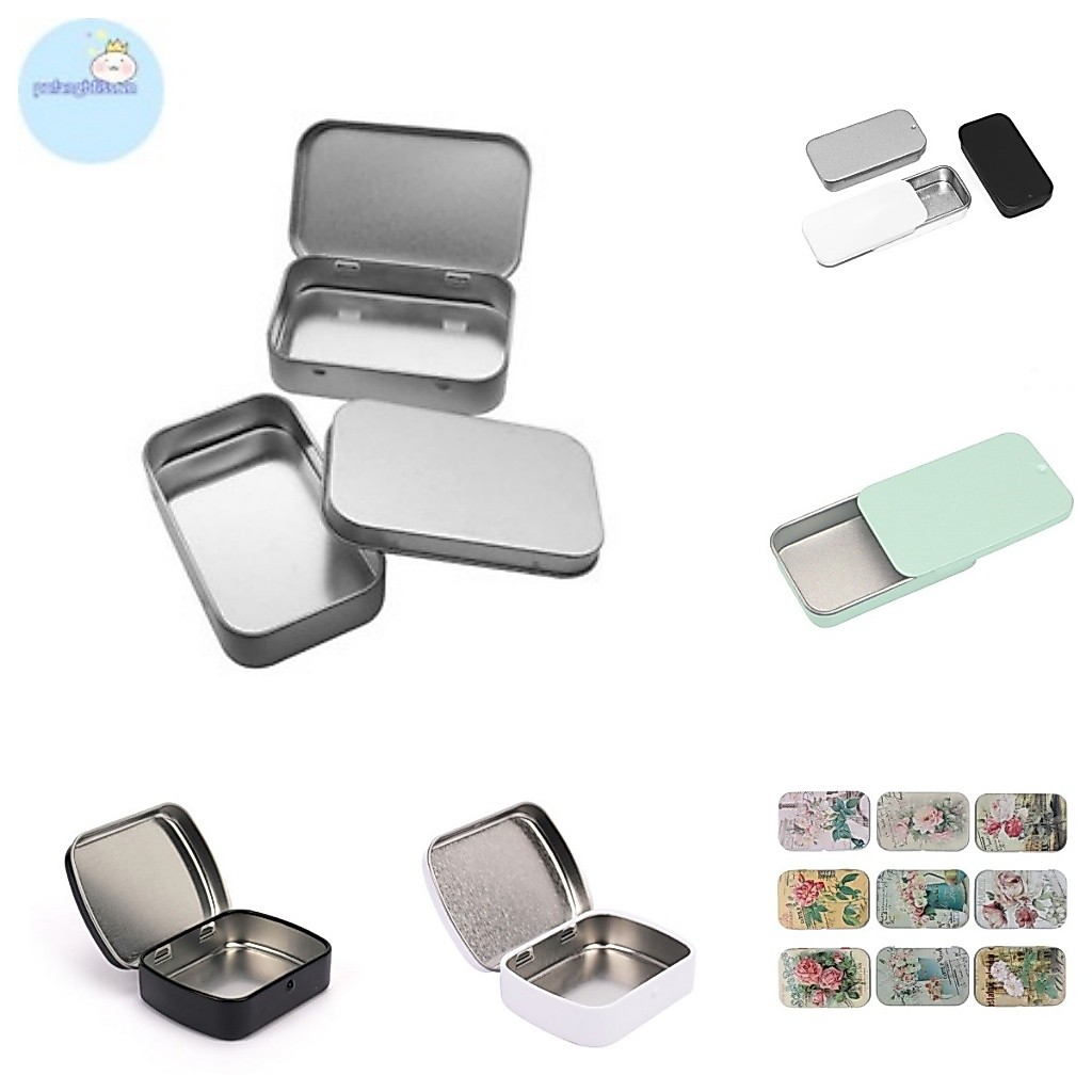 Pufangbliss hộp kim loại mạ tin, trượt nắp, bảo quản trang sức, mỹ phẩm, thuốc, dùng cưới/du lịch VN