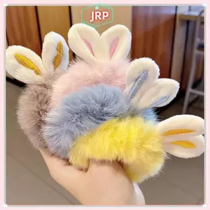 JRP Dễ Thương Ngọt Tai Thỏ Dây Tóc Màu Kẹo Co Giãn Tóc Bé Gái Phụ Kiện Tóc JRP