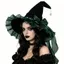WEETW Gothic Mũ Phù Thủy, Ren Satin Nơ Mũ Halloween, Mũ Dự Tiệc Có Thể Uốn Cong Gothic Cao Mũi Nón Top Phù Thủy Mũ Cosplay Sự Kiện