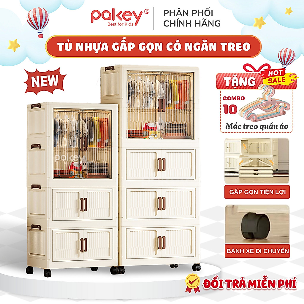 [MỚI] Tủ Nhựa Gấp Gọn Kính Trong Hiện Đại, Tủ Nhựa Đựng Đồ Đa Năng Có Bánh Xe Di Chuyển Tiện Lợi - HC12