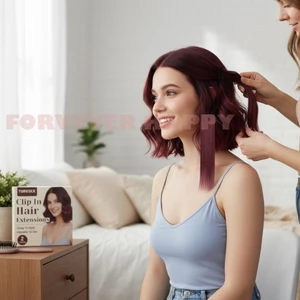 Bộ kẹp tóc Burgundy trong phần mở rộng tóc 56cm Bộ tăng cường âm lượng sợi tổng hợp