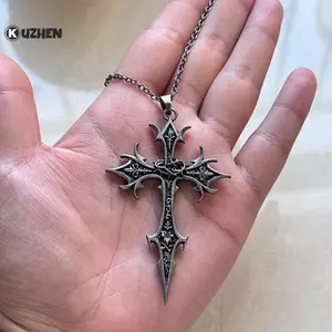 KUZHEN Cross Nelace Vintage Gothic Bạc Tôn Giáo Thánh Giá Mặt Dây Chuyền Chữ Thập Nelace Trang Sức Quà Tặng Giáng Sinh Cho Nữ HOT