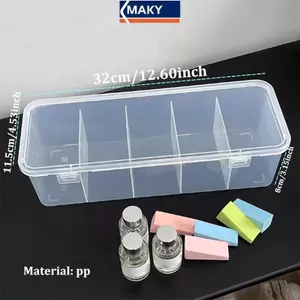 MAKY 1 Cái Móng Tay Nghệ Thuật Hình Chữ Nhật Nhựa Trong Suốt Tách Hộp Bảo Quản Móng Tay Kim Cương Giả Bàn Chải Bút Đệm Mài Tập Tin Tổ Chức Hộp Đựng VN