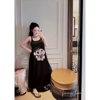 Váy 2 Dây Shin Bắn Tim Double - SixĐầm Suông Chất Cotton Mềm Mịn .
