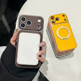 Ốp Điện Thoại Da Mạ Điện Xoay 360 Độ Cho iPhone 17Promax 17Pro 13 14 15 16 Pro Max Chống Sốc Nam Nữ Vỏ Di Động