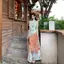 Bộ đồ phong cách kỳ nghỉ bên bờ biển Áo Vest xếp ly độc đáo dành cho nữ mùa hè Retro Tie-Dye Váy nửa dài hai @ -