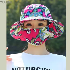 Mũ chống nắng YUJINI, Khăn choàng chống nắng chống tia cực tím, Bảo vệ mặt cổ rộng vành mũ đuôi ngựa cho nữ Công việc nông nghiệp