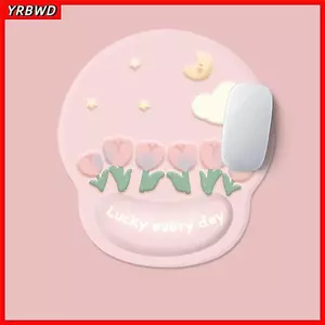 Tấm lót chuột tựa cổ tay YRBWD, Tấm lót chuột hỗ trợ tay bằng cao su Tulip, Chất lượng cao Thoải mái tiện dụng Bàn di chuột chơi game chống trượt phổ thông
