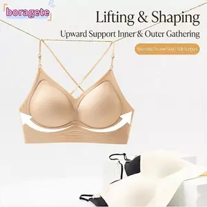 Áo ngực cổ dây BORAGETE, Áo lót hở lưng có dây mỏng thoáng khí, màu trơn thoải mái khi mặc áo ngực Cotton liền mạch
