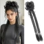 PYCOU Messy Bun Đuôi Ngựa, Miếng Tóc Xoăn Họa Tiết Lộ 24 Inch, Lông Tơ Y2K Phong Cách Braid Co Giãn Scrunchy Dây Bện Tóc Bun Sử Dụng Tiệc