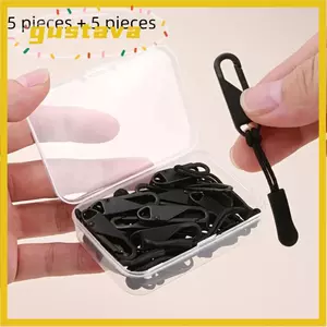 Kéo dây kéo thay thế GUSTAVA 10 miếng, Bộ mở rộng dây kéo màu đen bền bỉ, Kéo dây kéo kim loại có thể tháo rời di động cho quần áo và túi xách