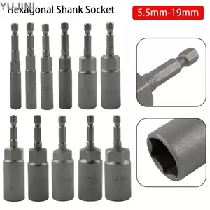 Bộ chuyển đổi mũi khoan chìa khóa YUJINI 1 chiếc, Ổ cắm lục giác 1 / 4 "Hex 5.5-19mm, Phụ kiện dụng cụ khí nén tuốc nơ vít từ tính bền bỉ Ổ cắm tác động điện dài 80mm