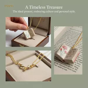 PNPIA- Vintage Book Lover Nelace Sứ Phong Cách Quà Tặng Sinh Nhật Cho Người Hâm Mộ Thời Trang Kỷ Niệm Sinh Nhật Tháng Ba