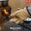 Găng Tay BBQ Dã Ngoại Ngoài Trời Cắm Trại Lửa Thịt Nướng Da Bò Chống bỏng Cách Nhiệt Dày Chống Mài Mòn Bảo Vệ Lao Động Găng Tay Bảo Vệ