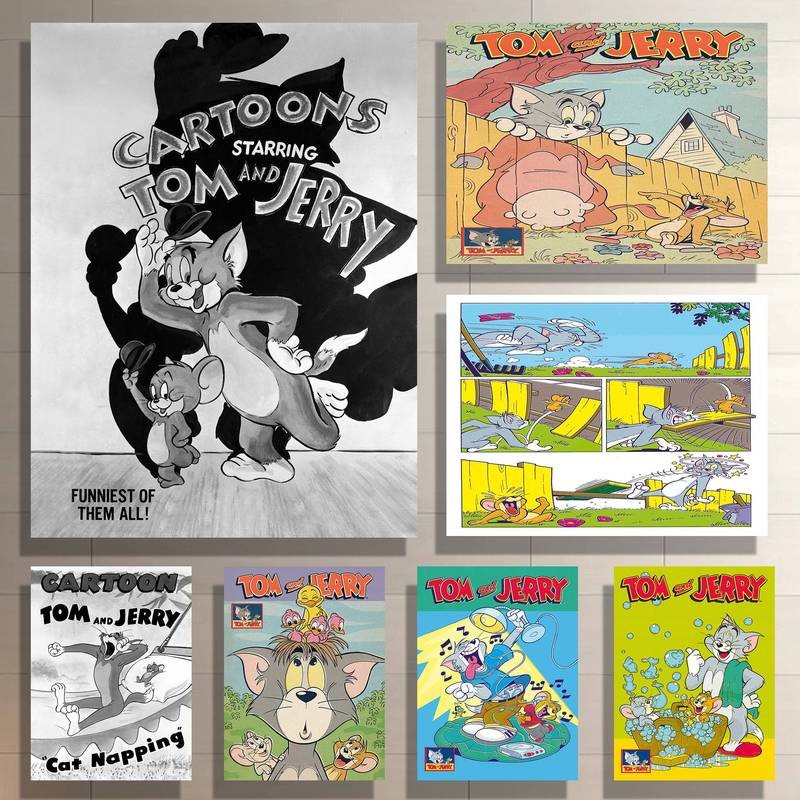 Tom & Jerry Comics Tranh Canvas Nhiều Màu Sắc Của Bộ Đôi Năng Động Trong Hilarious Đuổi Theo Cảnh Nghệ Thuật Sống Động Trang Trí Tường Nhà Canvas Poster