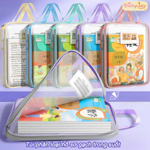 【BabyJoy】Túi phân loại hồ sơ gạch trong suốt,Túi Lưới Trong Suốt khóa kéo,Túi Đựng Tài Liệu Mở Lớn Loại L