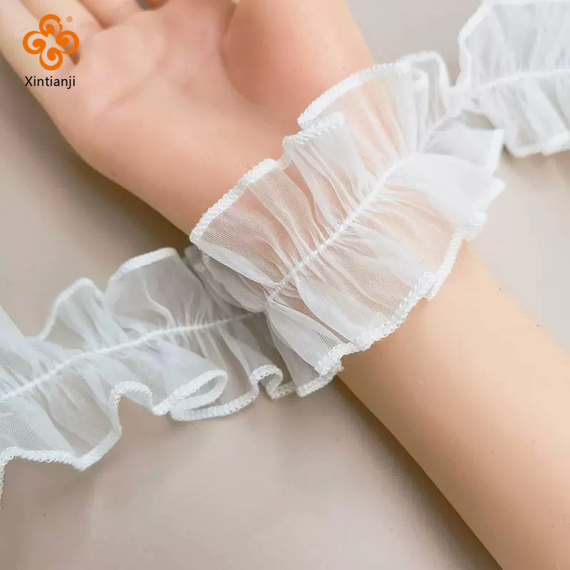 Voan Gạc Ren Xếp Ly Phụ Kiện Ren DIY DIY Handmade Trang Trí Cho Gothic Phong Cách Nữ Quần Áo 1 Mét TJ7473