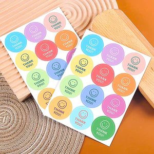 120 sticker thank you smile đa sắc dễ thương TE77 dán túi giấy thiệp quà gói kẹo trang trí sổ tay
