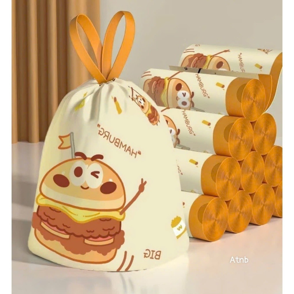 Túi Đựng rác in hình Hamburger Dây rút Hương liệu gia đình Túi nhựa khử mùi dày