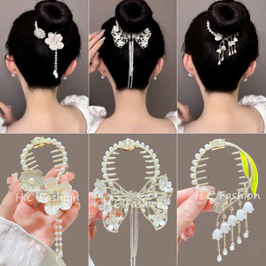 【Phụ Kiện Tóc】Kẹp Tóc Kim Loại Đính Đá Ngọc Trai Thời Trang Hàn Quốc Cho Nữ