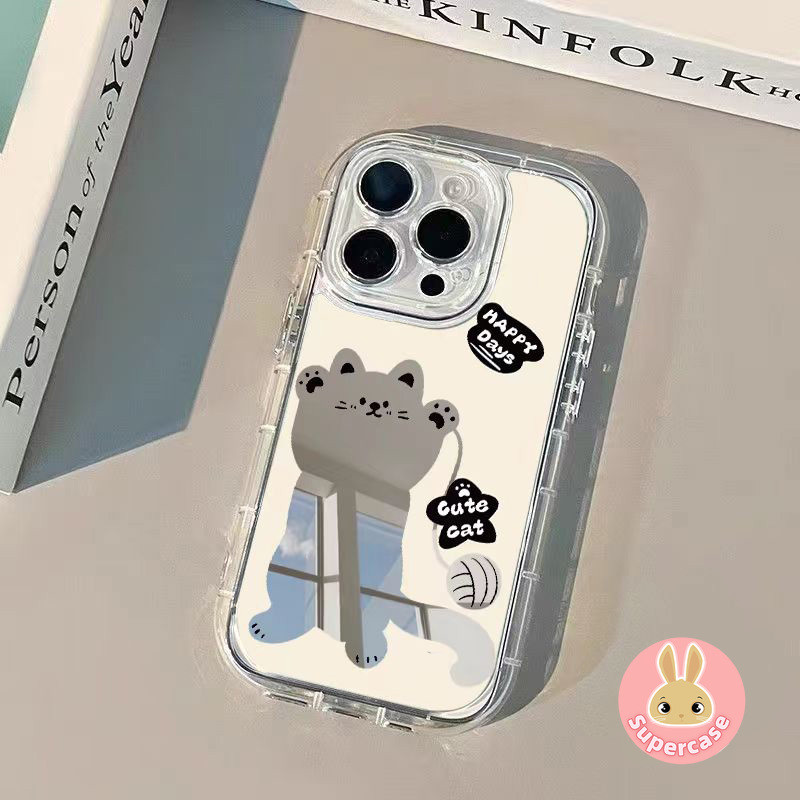 Ốp Điện Thoại Gương Mèo Dễ Thương Cho Redmi Note 15 14 13 12 11 Pro Plus Turbo SE 10 10T Pro 9T Turbo 4 Pro 15 12 12R 5G 4G Vỏ Mềm Sang Trọng Chống Sốc Ốp Lưng Trong Suốt