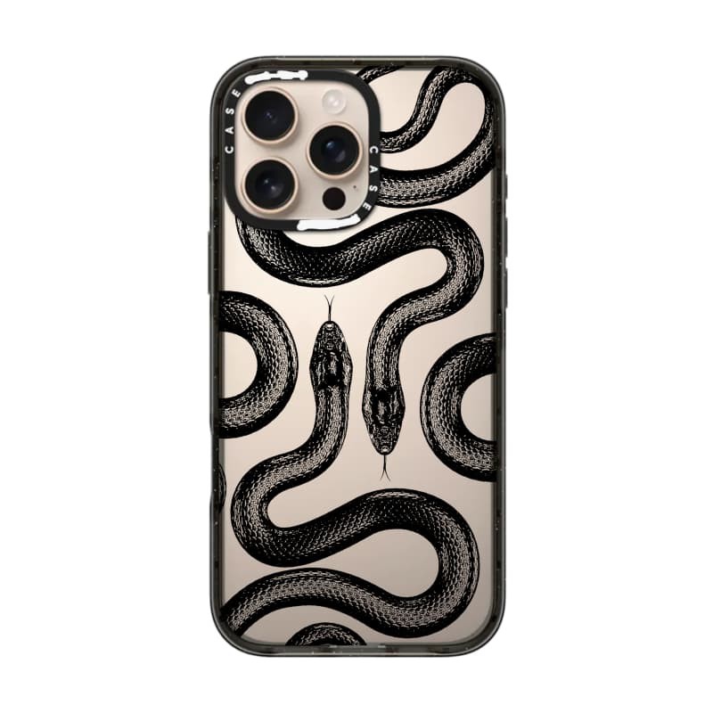 CASECASE X Black King Snake Case Black Edge Clear Hard Từ Hút Tác Động Dành Cho Apple IPhone 12 13 14 15 16 17 Pro Max Air Plus Có Hộp