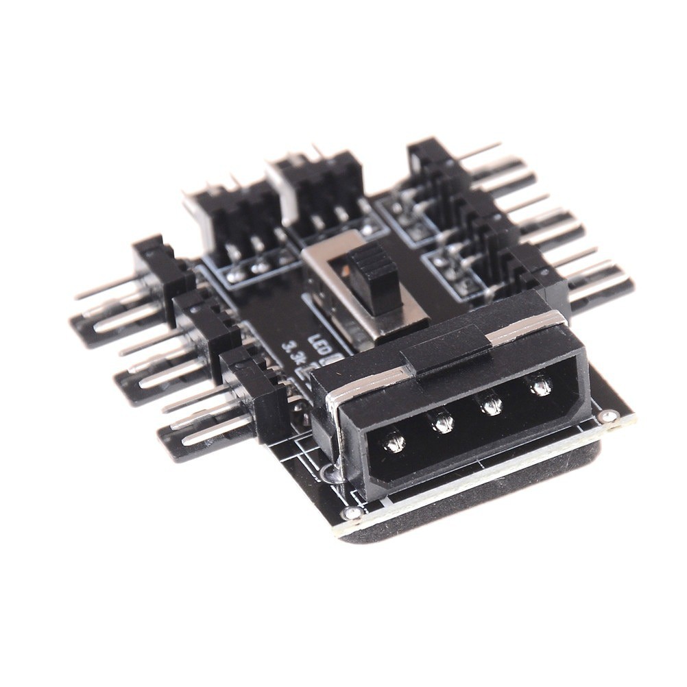 Hub Quạt Tản Nhiệt 8 Cổng 3 Pin, Cấp Nguồn Qua SATA, Có Công Tắc Điều Khiển Tốc Độ, Thiết Kế Đa Chiều