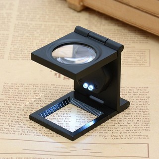 Kính lúp FASH 10X, Kính lúp gấp có thể gập lại ống kính thủy tinh, Dụng cụ đo lường Đèn LED cầm tay chính xác Kiểm tra vải đèn LED