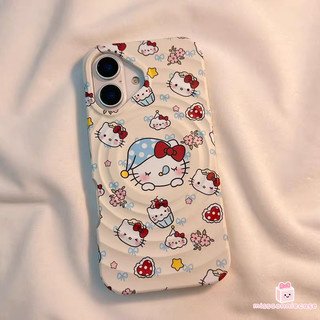 Ốp Lưng Cho Iphone 17 16 14 12 15 11 13 Pro Max Air 16 15 14 Plus 7Plus XR XS X Max Ngủ Hoạt Hình Dễ Thương HelloKitty Bowknot Sóng Sang Trọng Sạc Từ Tính Bìa Mềm