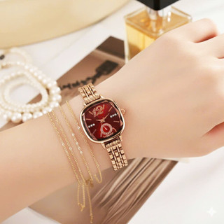 Đồng Hồ Nữ Thời Trang Dây Thép Không Gỉ Cao Cấp, Mặt Vuông Đính Đá Thanh Lịch, Sang Trọng - Mã DH25