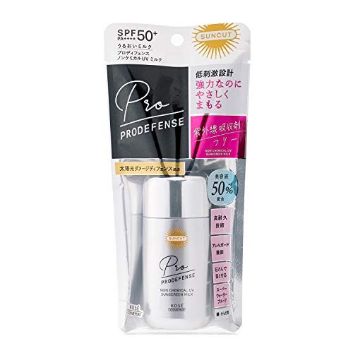 Suncut KOSE Pro Defense Non-Chemical Formula Sunscreen UV Milk, UV Absorbent-Free, 60mL, Unscented (x 1)- Direct from Japan