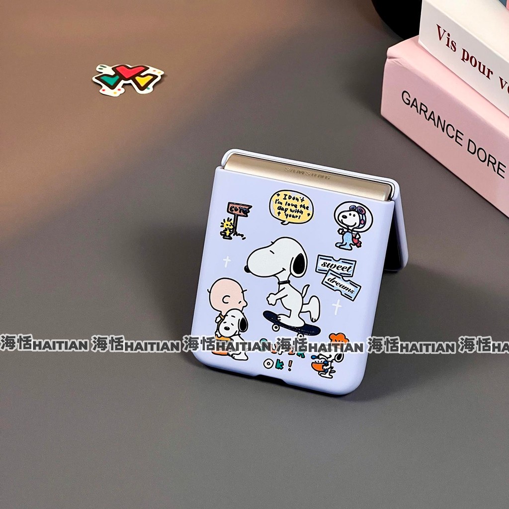 Ốp Điện Thoại Thích Hợp Cho Samsung Galaxy ZFlip7 Blue Cartoon Dễ Thương Snoopy Cho ZFlip 7 6 5 4 3 5G N3Flip MixFlip Dây Có Thể Gập Lại Vỏ Bảo Vệ Cứng