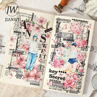 JIANWU Truyện Từ Góc Series Vintage Biên Giới Phong Cảnh Chất Liệu Cắt Kéo Sổ Lưu Niệm PET Miếng Dán Tạp Chí Sáng Tạo Văn Phòng Phẩm
