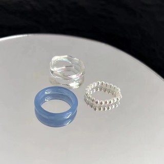 Bộ nhẫn ngọc trai acrylic phong cách Hàn Quốc retro đơn giản cho nữ