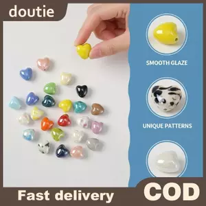 Doutie Hạt Gốm Hình Trái Tim 10 Chiếc Để Trang Sức Phụ Kiện Làm DIY Nelaces Bông Tai VN