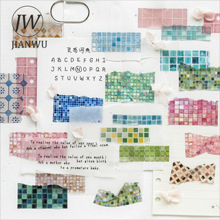 JIANWU 50mm * 200cm Vintage Nhiều Màu Sắc Gạch Gird Phong Cảnh Chất Liệu Cắt Dán Thêu Sò Băng Washi Tạp Chí Sáng Tạo Văn Phòng Phẩm