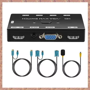 Công tắc KVM -Công tắc KVM tương thích + VGA 4K 1080P có cổng tương thích cho 2 máy chủ Màn hình phím chuột chia sẻ Dễ dàng cài đặt (R F C V)