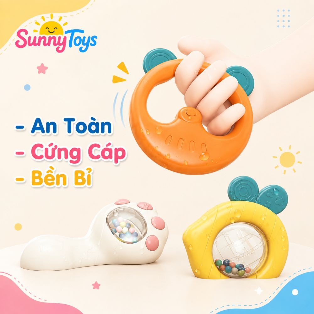 Vali Lục Lạc Gặm Nướu 10 Món SunnyToys - Đồ Chơi Sơ Sinh Cho Bé Cầm Nắm, Lắc Vui Tai