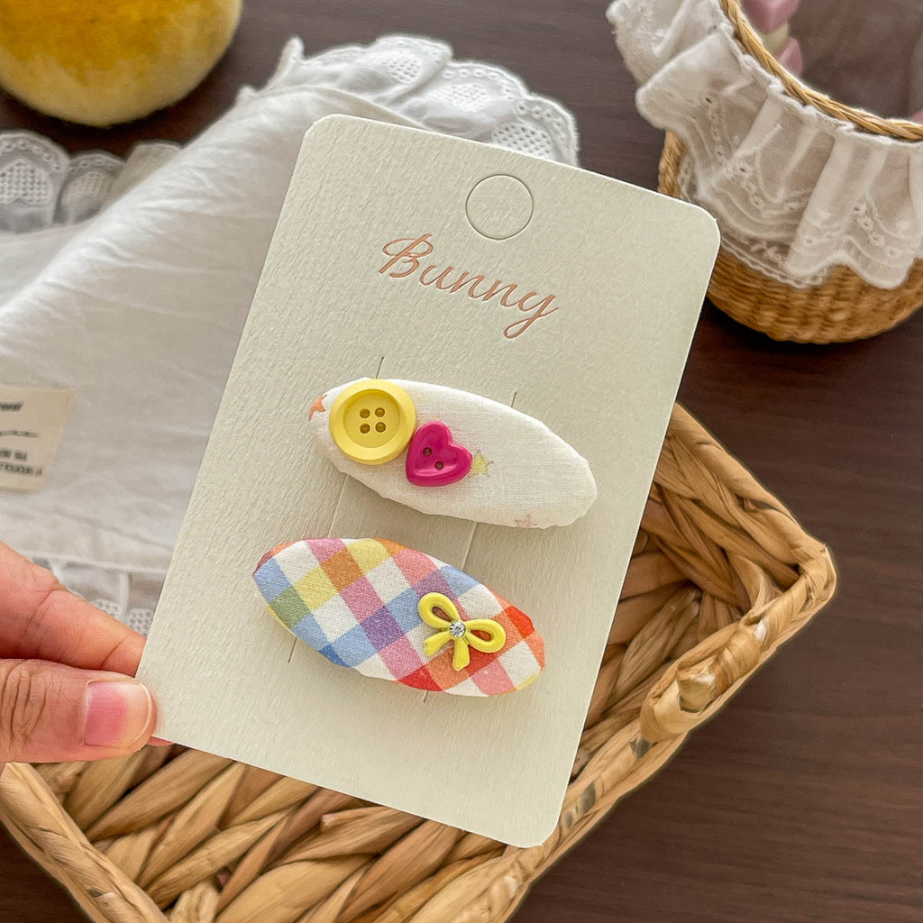 Kẹp tóc nút kẻ sọc đầy màu sắc Phụ kiện tóc nơ dễ thương cho bé gái