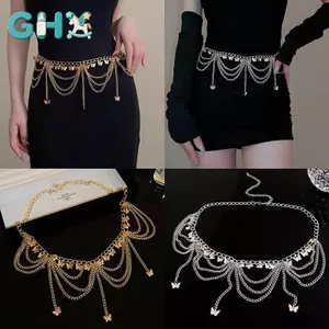 GHX Nữ Dây Thắt Lưng Trang Sức Thời Trang Bướm Bụng Trang Trí Cơ Thể Kim Loại Đa-laNữ Dây Thắt Lưng Trang Sức Thời Trang Bướm Bụng Trang Trí Cơ Thể Kim Loại Nhiều Lớp Quần Chai