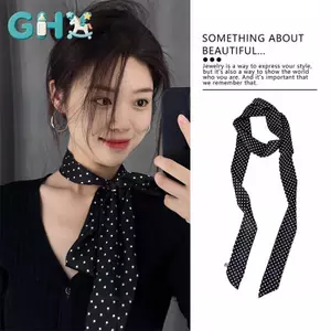 GHX Nữ N Dài Khăn 190x4.5cm Chấm Bi Túi Thắt Nơ Ruy Băng Choker Streamer Nữ Phụ Kiện VN