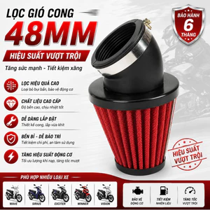 Lọc Không Khí 48mm Lưu Lượng Lớn Tăng Công Suất Xe Máy, Lọc Bụi Hiệu Quả Hứng Gió Mạnh Chống Mài Mòn Bền Bỉ Lắp Đặt Dễ