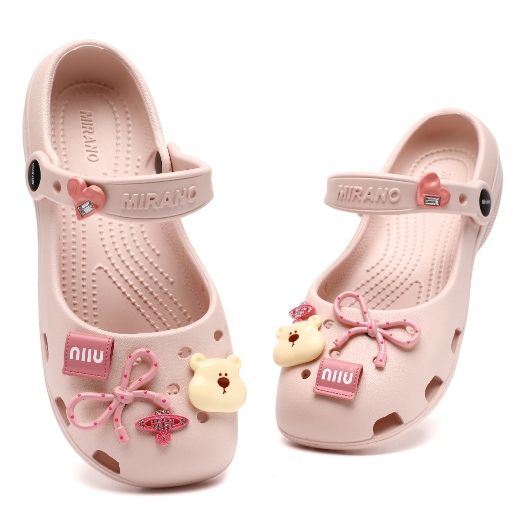 Mirano Nữ Mary Jane Giày Chất Liệu EVA Cao Cấp Decal Charm Siêu Nhẹ Chống Trơn Trượt Lỗ Giày