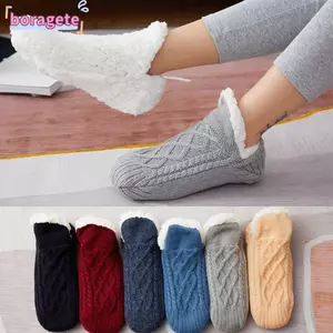 Tất Sàn BORAGETE Mùa Đông Ấm Áp Chống Trơn Trượt Nam Nữ Trưởng Thành Dép Phòng Ngủ