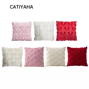 Vỏ gối sang trọng CATIYAHA, Màu hồng đỏ Vỏ gối trái tim cỡ 45x45cm, Thiết kế trái tim tình yêu Chất liệu sang trọng mềm mại Sữa màu trắng Gối ngày lễ tình nhân Phòng khách