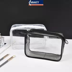 MAKY Túi Đựng Mỹ Phẩm Trong Suốt PVC Nữ Dây Kéo Trong Suốt Túi Trang Điểm Làm Đẹp Du Lịch Trang Điểm Tổ Chức Bảo Quản Tắm Vệ Sinh Túi Giặt VN