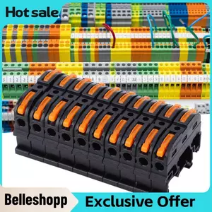Belleshopp Aramox Loại đầu nối dây Riel 0,2-4 Mm Nhấn Khối đầu cuối nối dây nhanh cho các nhu cầu khác nhau (Màu đen)