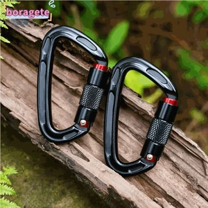 Carabiner chuyên nghiệp BORAGETE 25KN, Carabiner an toàn 10 màu bằng nhôm, Công cụ ngoài trời khóa chính an ninh