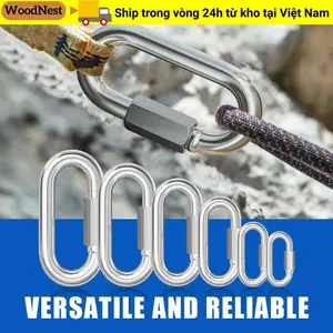 Liên kết nhanh WOODNEST, Kẹp Carabiner khóa hình chữ D hạng nặng, Móc khóa liên kết chuỗi hình bầu dục bằng thép không gỉ 304