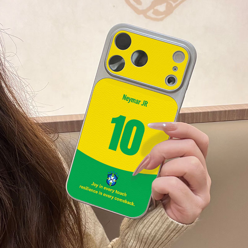 Ốp lưng iPhone Họa tiết da phong cách mạ Brazil Số 10 iPhone 17 16 15 14 13 12 11 Pro Max Plus Max